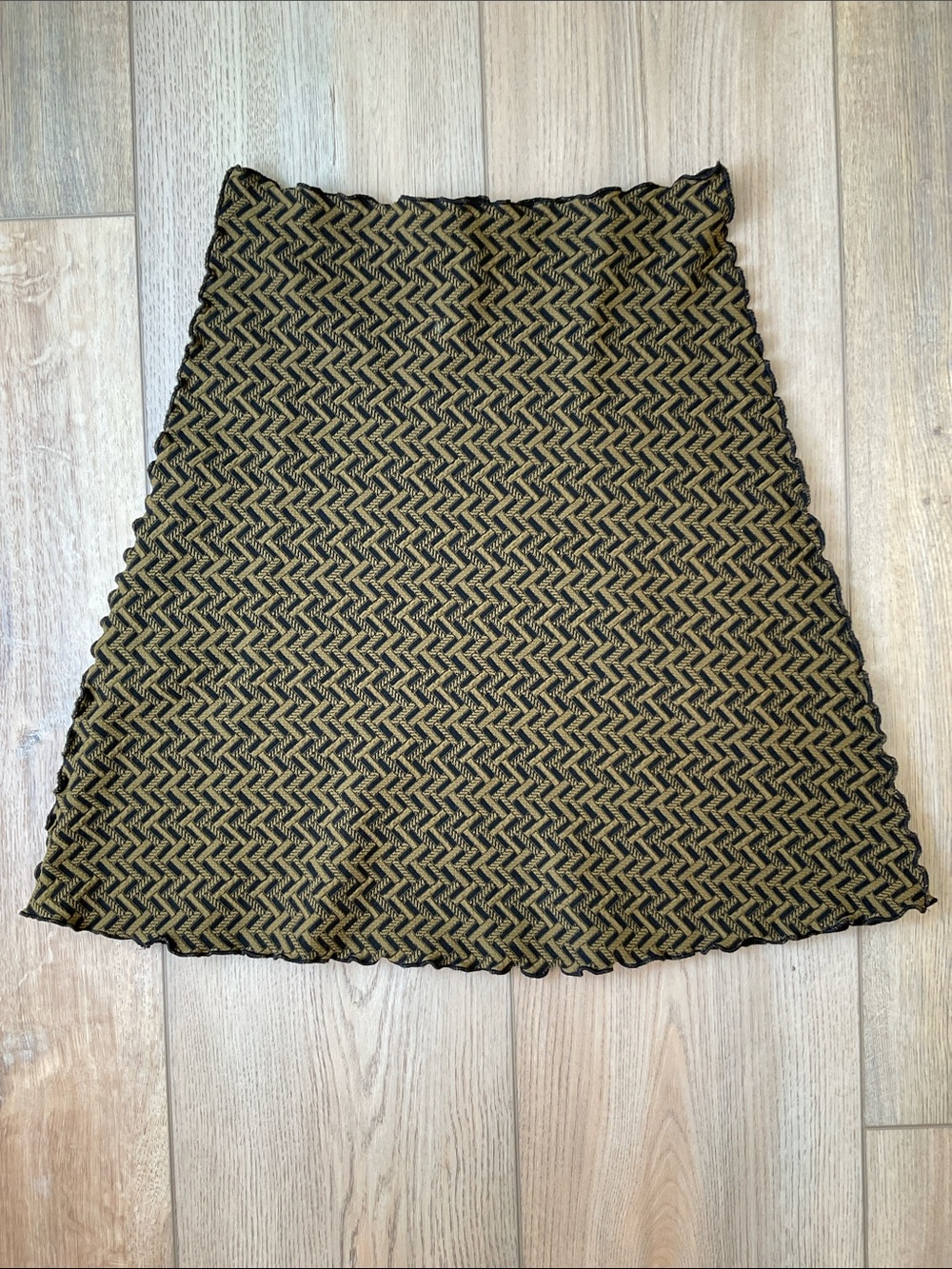 Haystacks Chevron Jacquard Knit Skirt Size S Copper and Black Whimsigoth